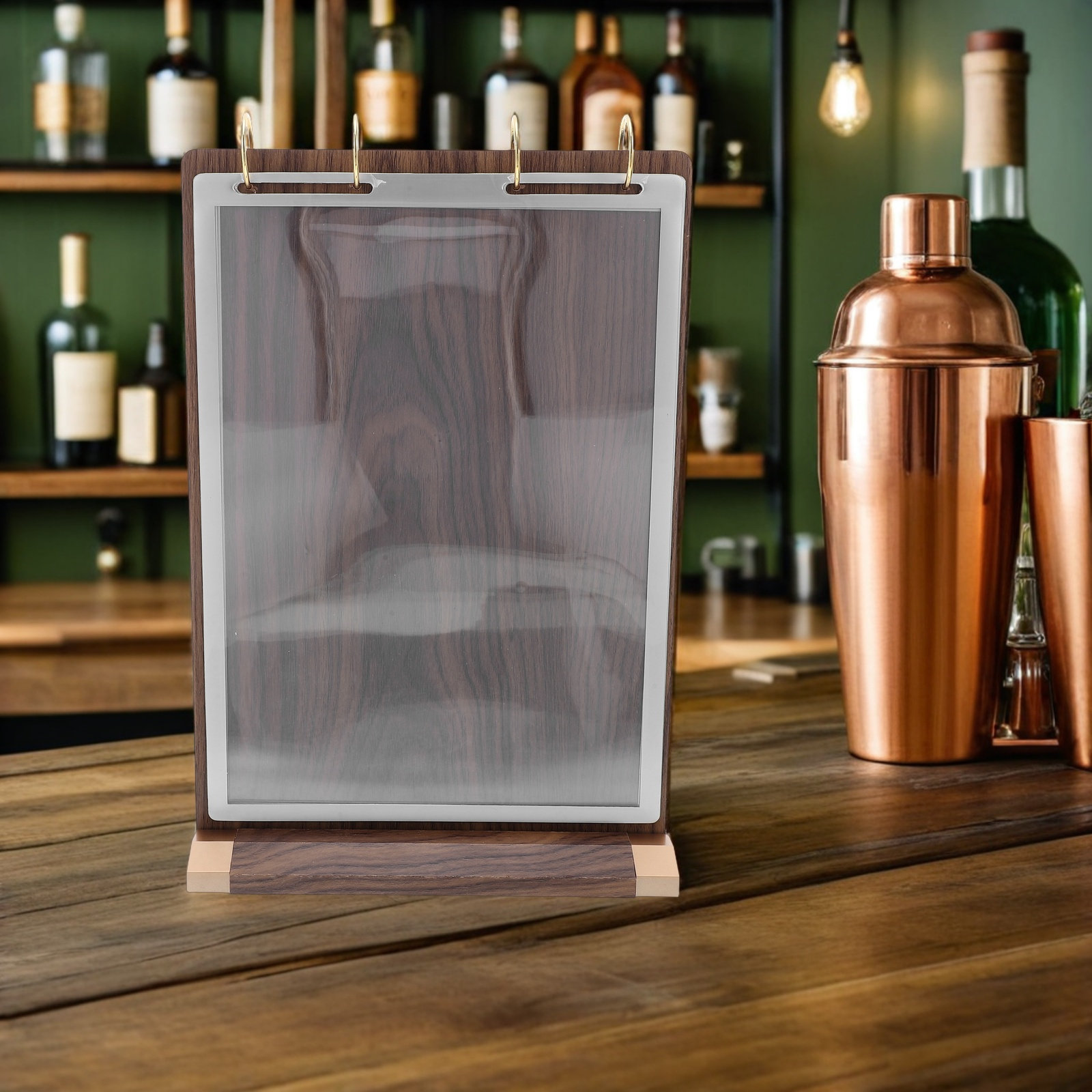 A4 Walnut Wood Menu Flip Displ - đánh giá và giá Display Stand Wood
