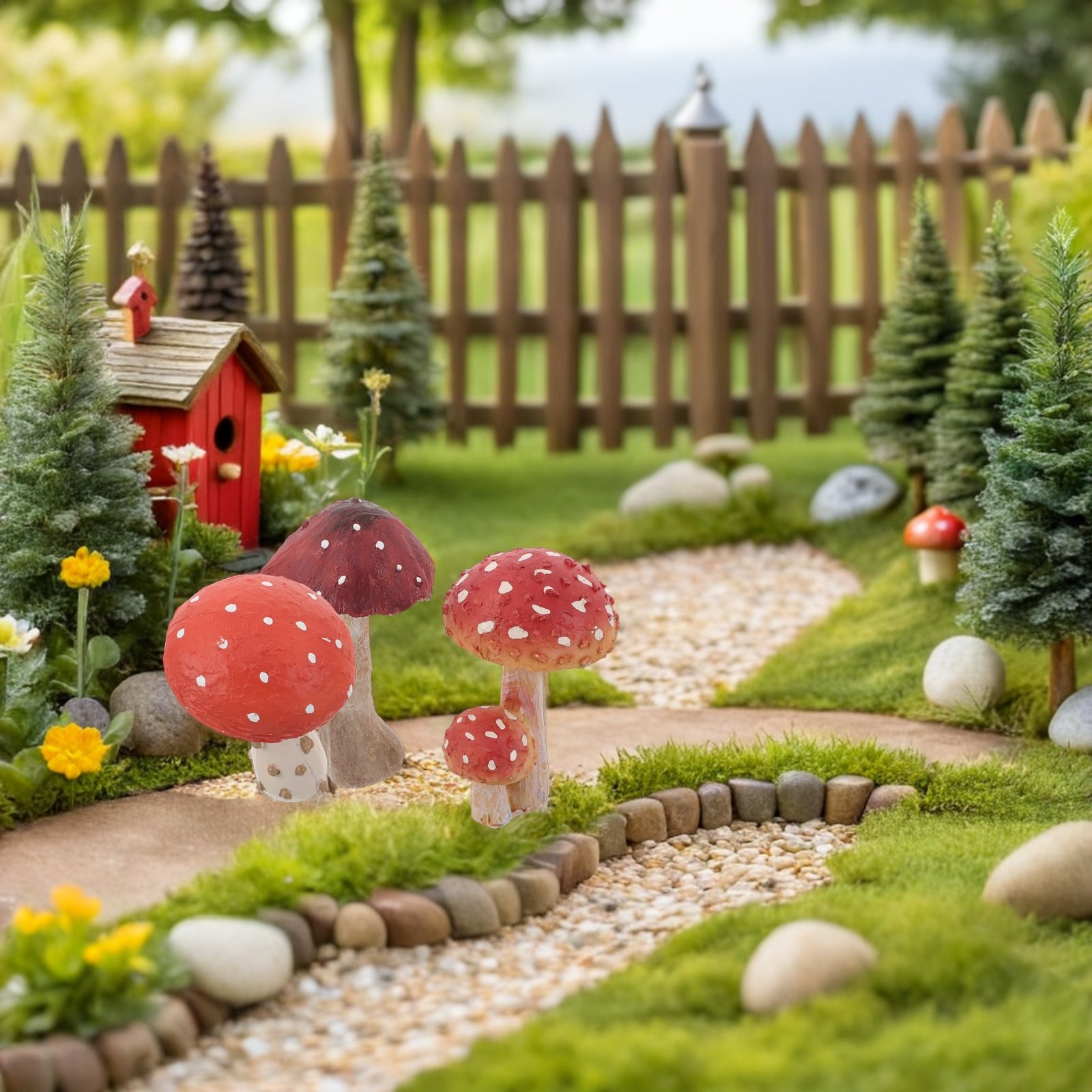 3Pcs Resin Mushroom Garden Sta - đánh giá và giá Bonsai Garden Set Up