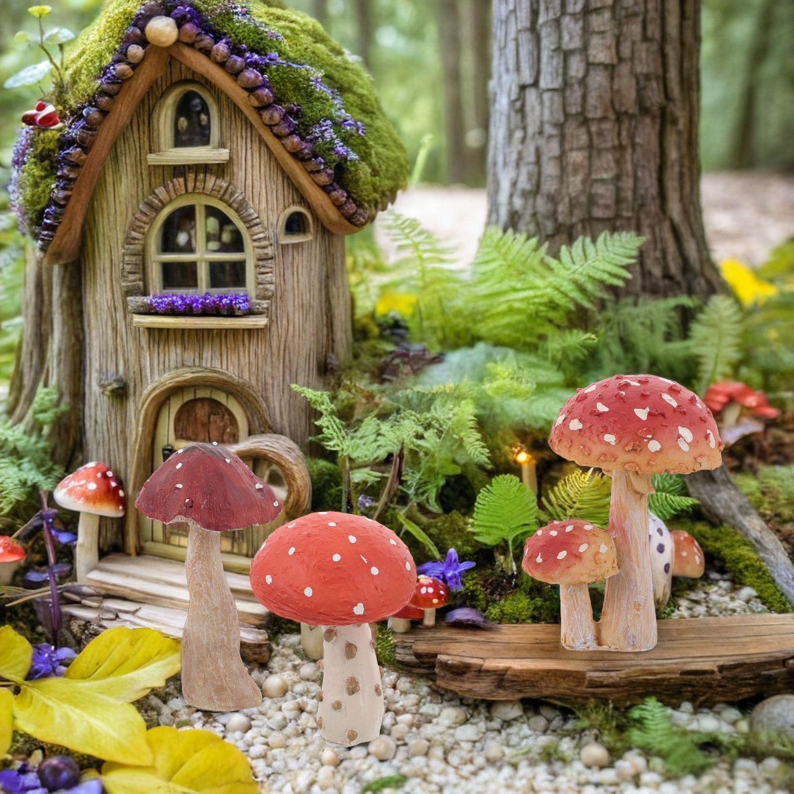 3Pcs Resin Mushroom Garden Sta - đánh giá và giá Bonsai Garden Set Up