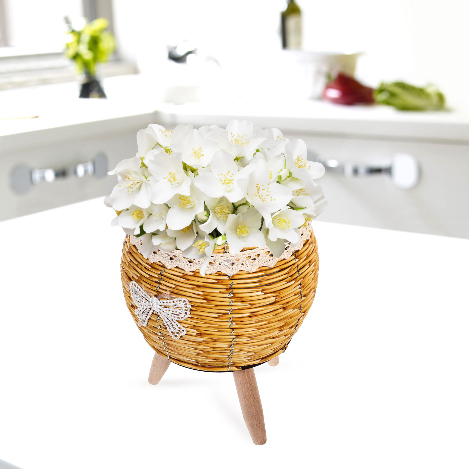Wood and Straw Flower Pot Hold - đánh giá và giá Bonsai Garden Indoor