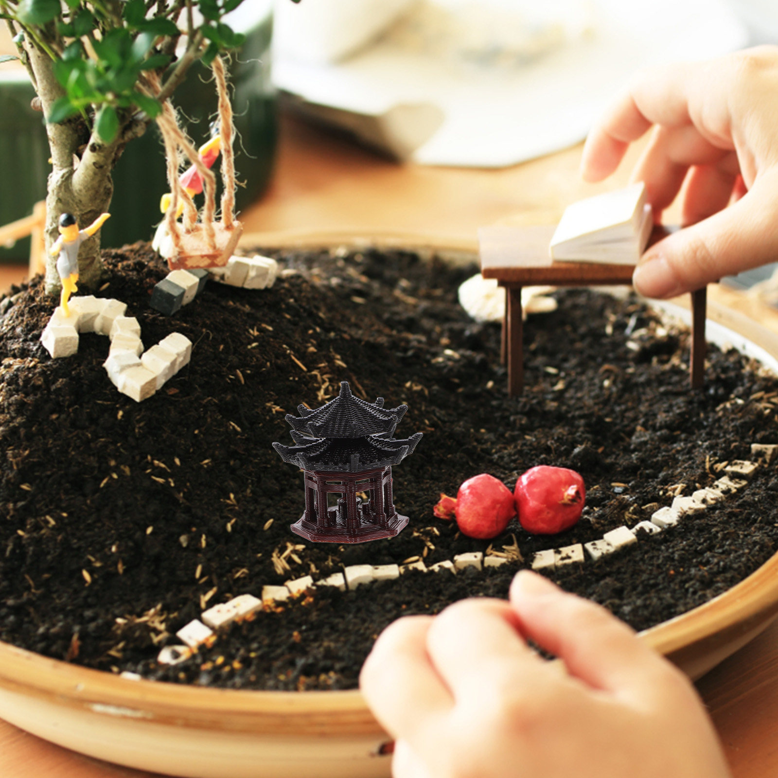 Delicate Plastic Pavilion Orna - đánh giá và giá Bonsai Garden Landscape Design