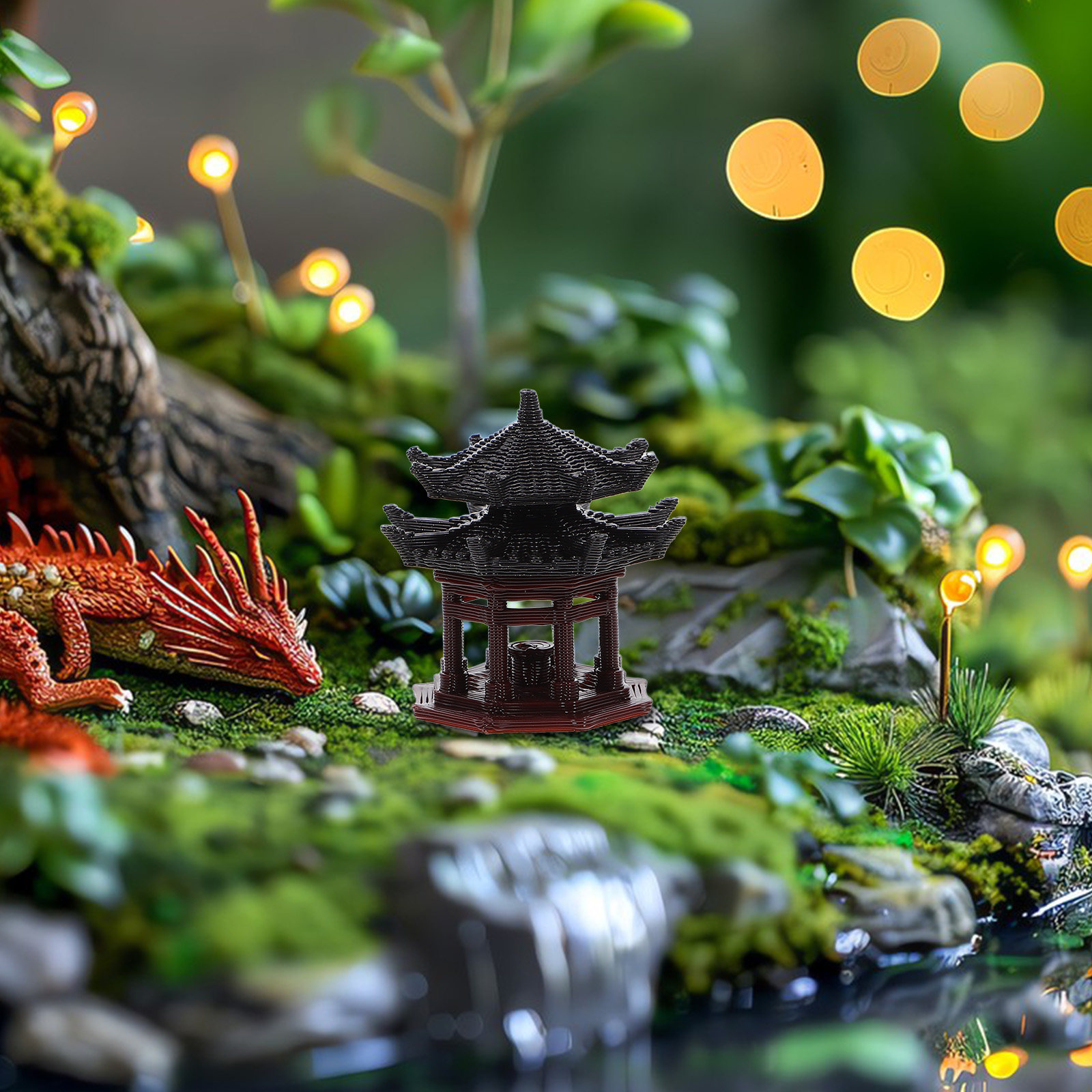 Delicate Plastic Pavilion Orna - đánh giá và giá Bonsai Garden Landscape Design