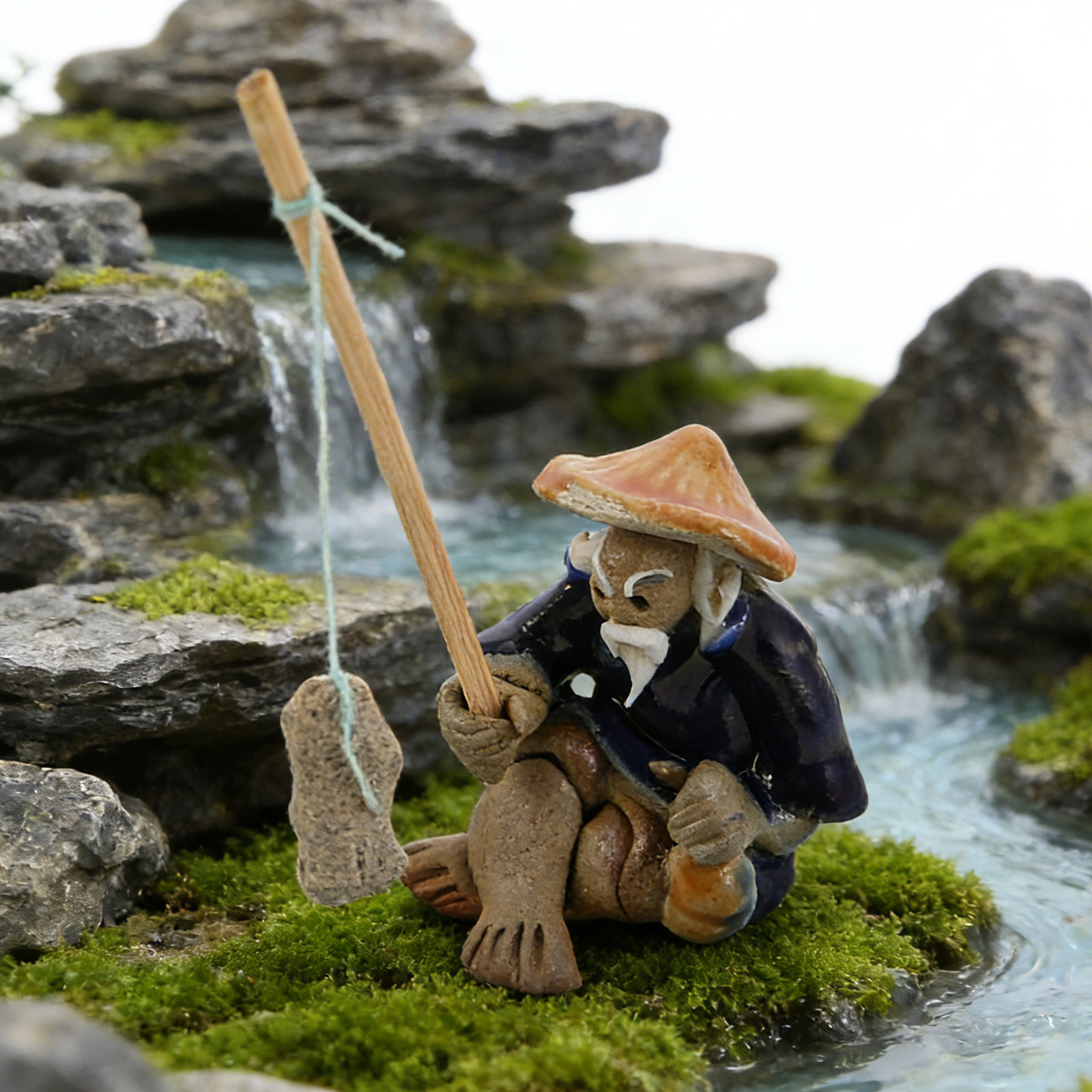 Mini Ceramic Fisherman Sculptu - đánh giá và giá Bonsai Garden Landscape Design