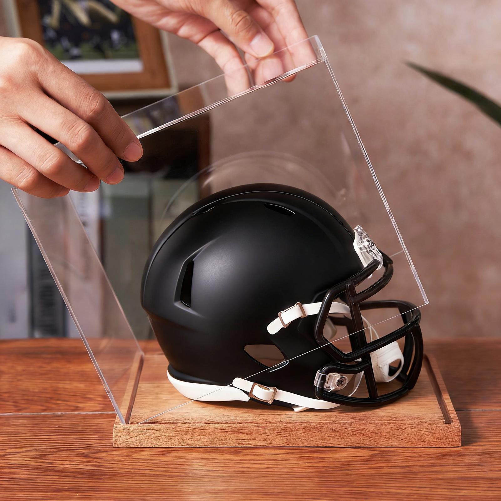 Football Helmet Case Clear Box - đánh giá và giá Display Stand Wood